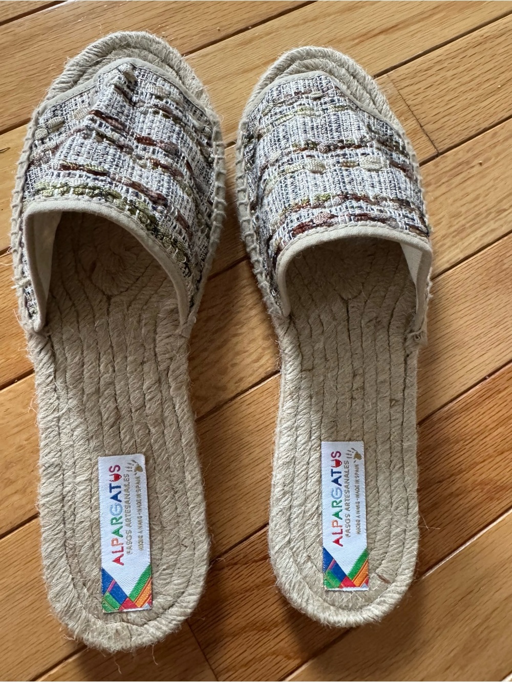 Alpargatus Espadrille Slide Sandals in Neutral Tweed size 40 is 9 or 9.5 women - Picture 3 of 4